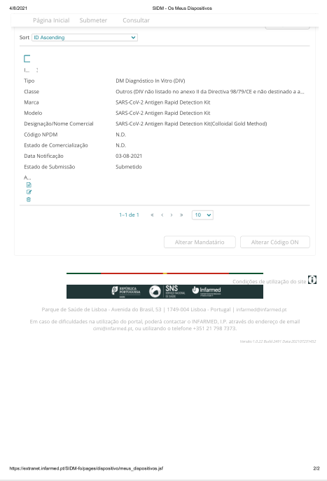 Nanbaibo Biologics tərəfindən hazırlanmış yeni koronavirus (SARS-CoV-2) sürətli antigen aşkarlama reagenti (koloidal qızıl üsulu) İtaliyanın “ağ siyahısı”nda qeydə alınıb.